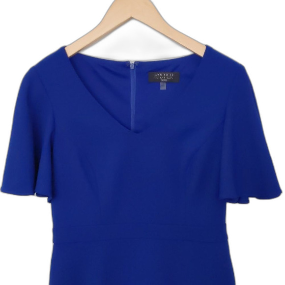 Women's Quarter Sleeve Crew Neck Dress, Royal Blue Size S - Picture 2 of 8